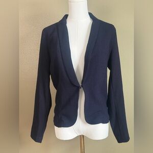 Elodie Navy Open-Front Single-Hook Blazer